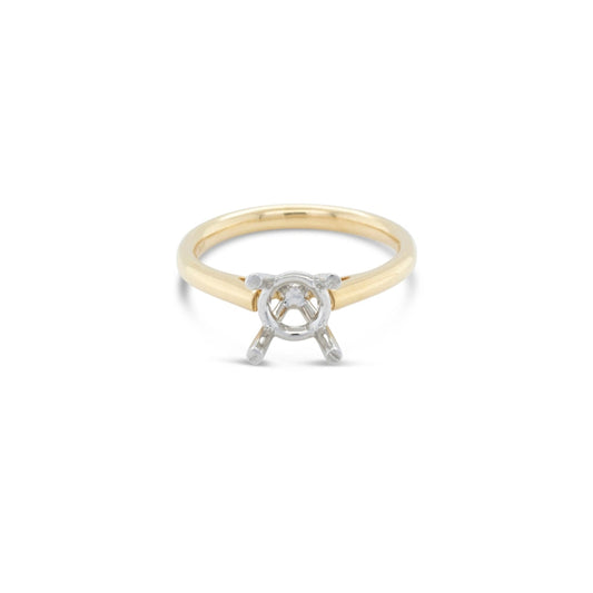 18K Yellow Gold and Platinum Semi Mounting Ring