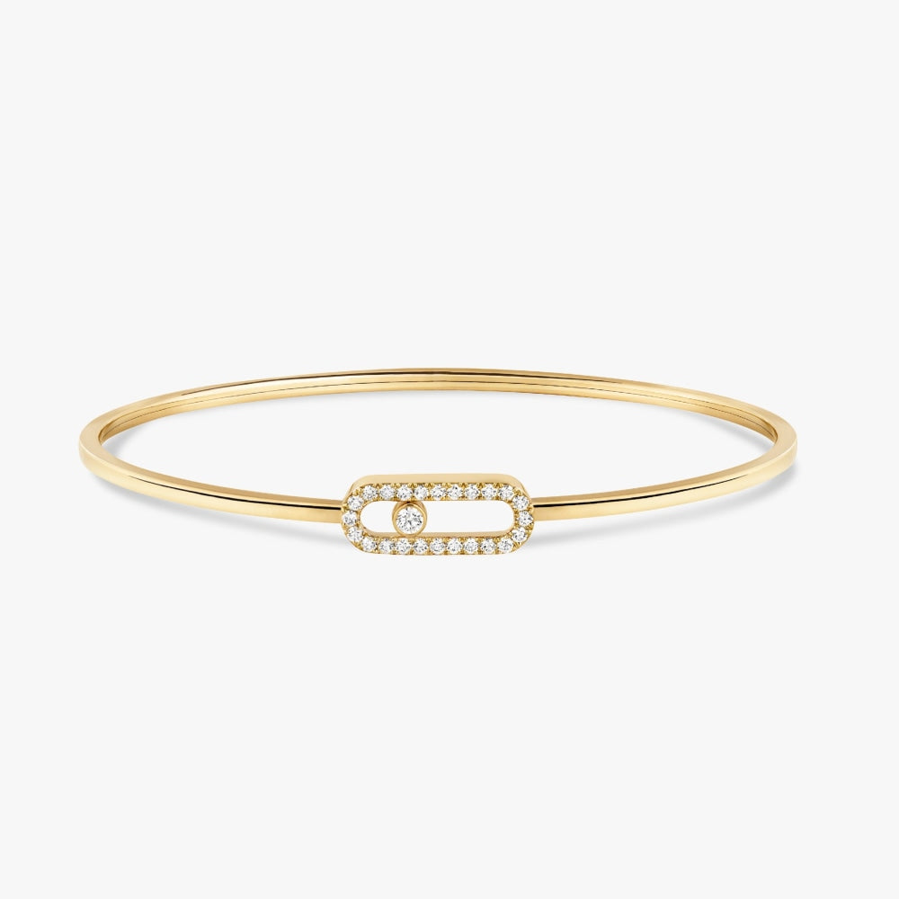 18K Yellow Gold Diamond Bracelet - MOVE UNO PAVÉ FLEX BANGLE MM