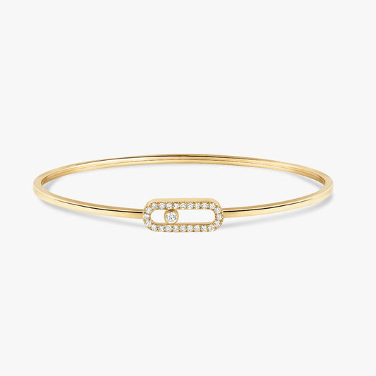 18K Yellow Gold Diamond Bracelet - MOVE UNO PAVÉ FLEX BANGLE MM