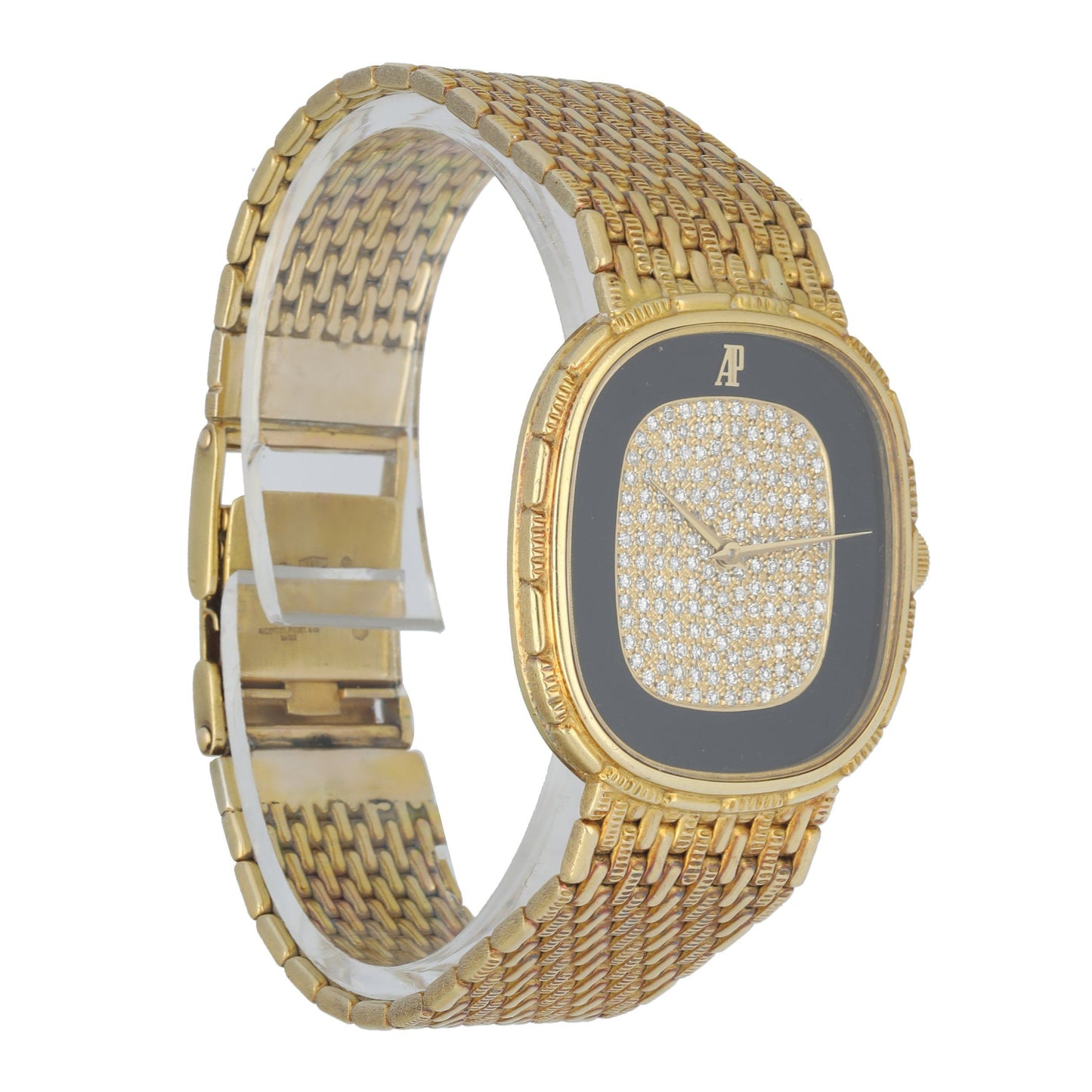 Audemars Piguet 18K Yellow Gold Onyx and Diamond Dial Watch