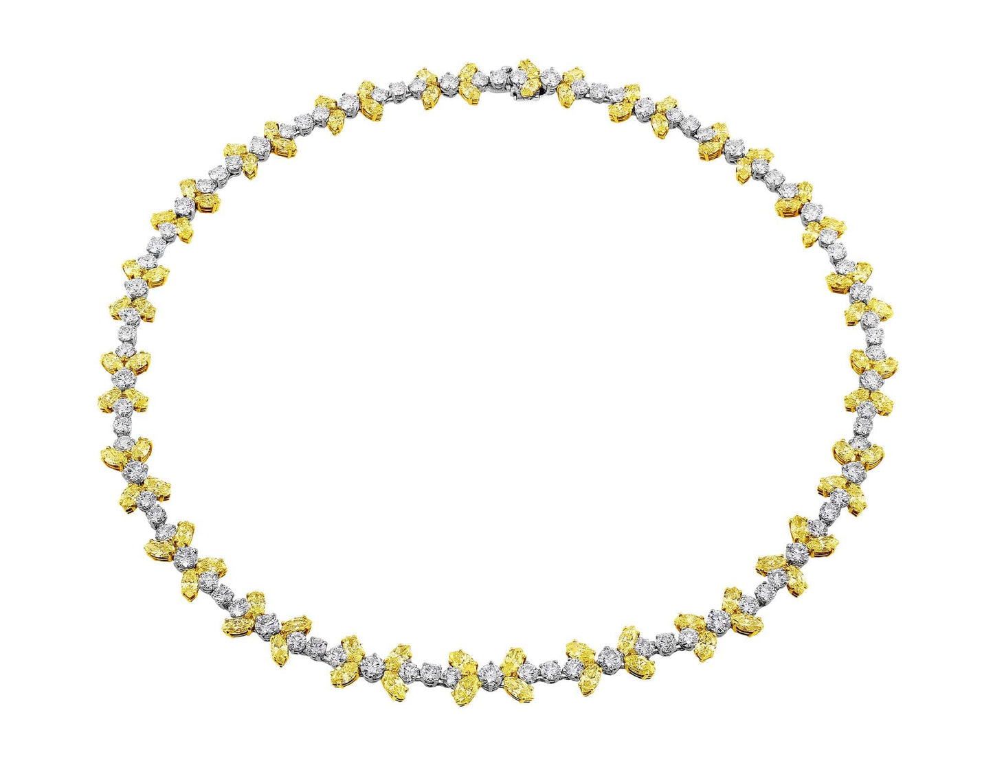 18k Gold 35.28ctw Fancy Yellow and Colorless Diamond Necklace