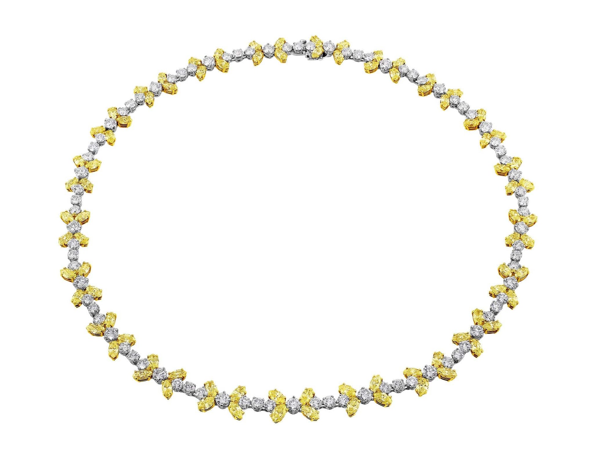 18k Gold 35.28ctw Fancy Yellow and Colorless Diamond Necklace