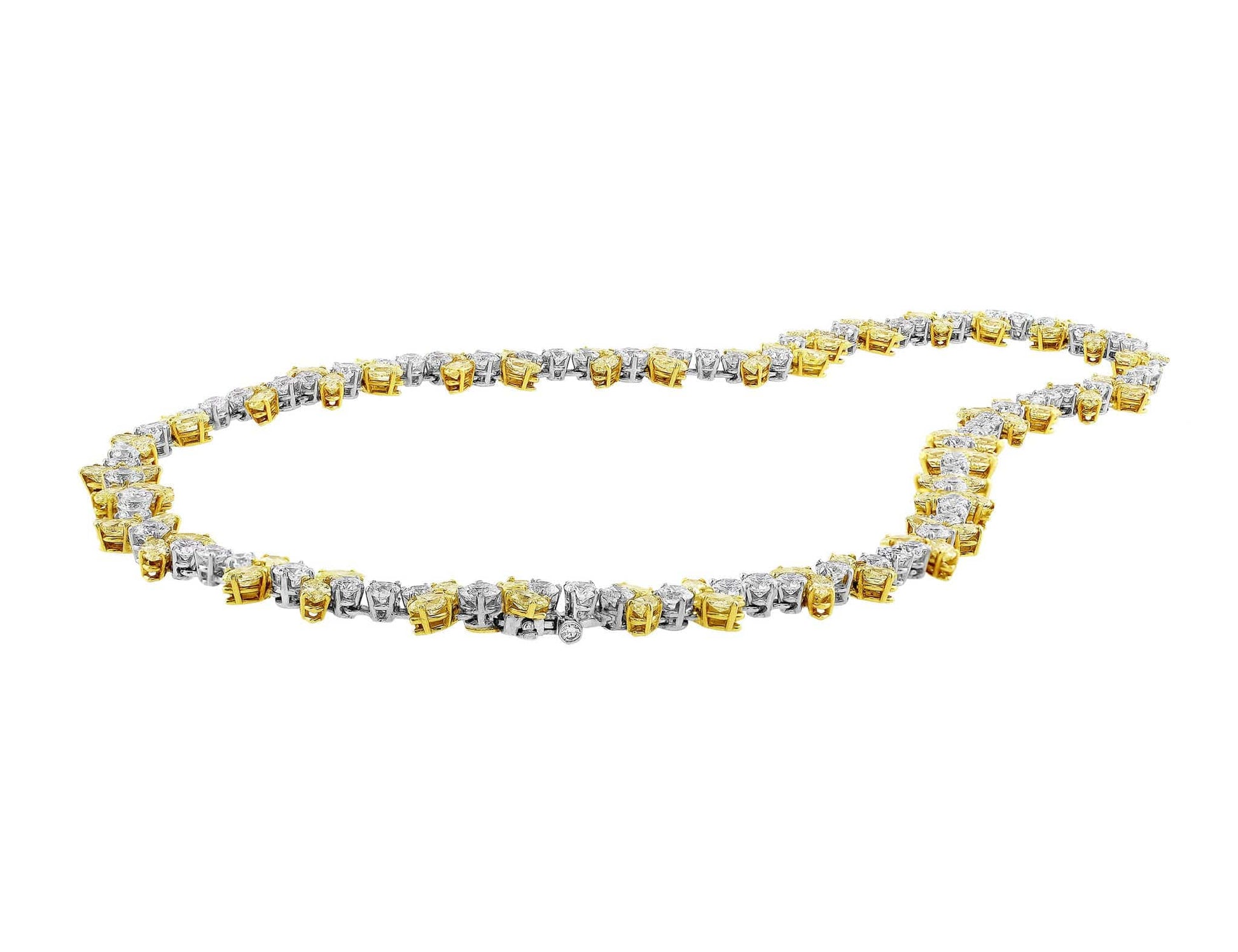 18k Gold 35.28ctw Fancy Yellow and Colorless Diamond Necklace