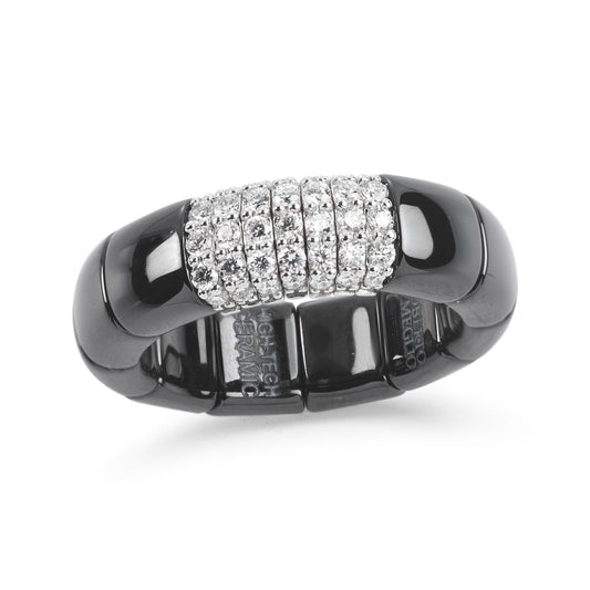 18K White Gold Black Ceramic Diamond Ring