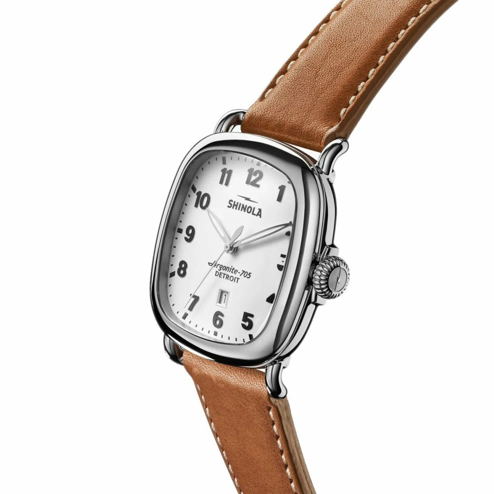 The Guardian White Dial Leather Strap Watch S0120194494