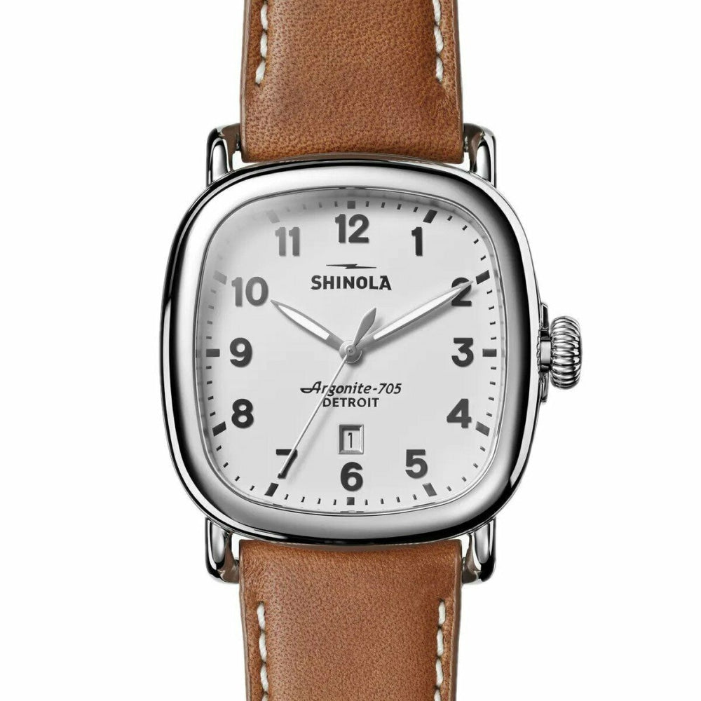 The Guardian White Dial Leather Strap Watch S0120194494