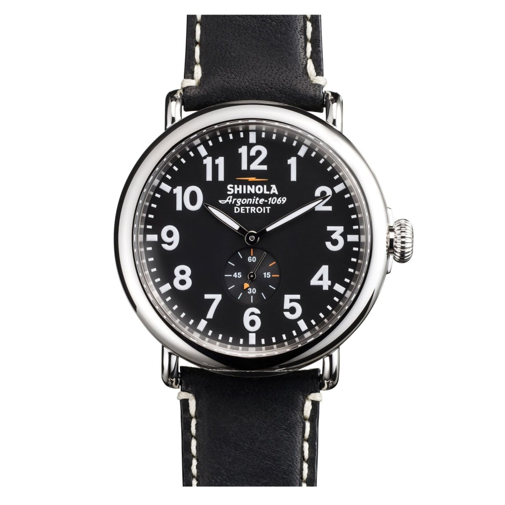 The Runwell Black Dial Leather Strap Watch, 47mm - S0110000012