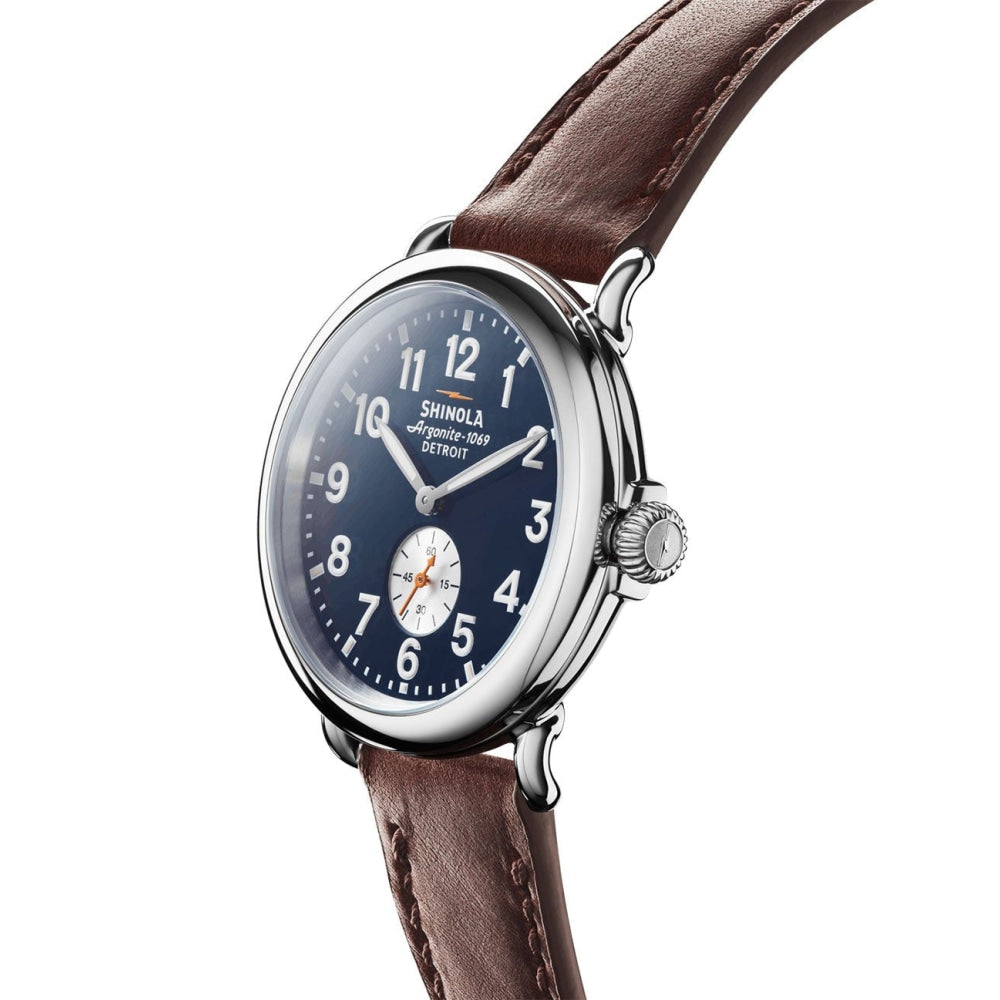 The Runwell Cattail Leather Strap Watch, Midnight Blue Dial, 41mm - S0120224035