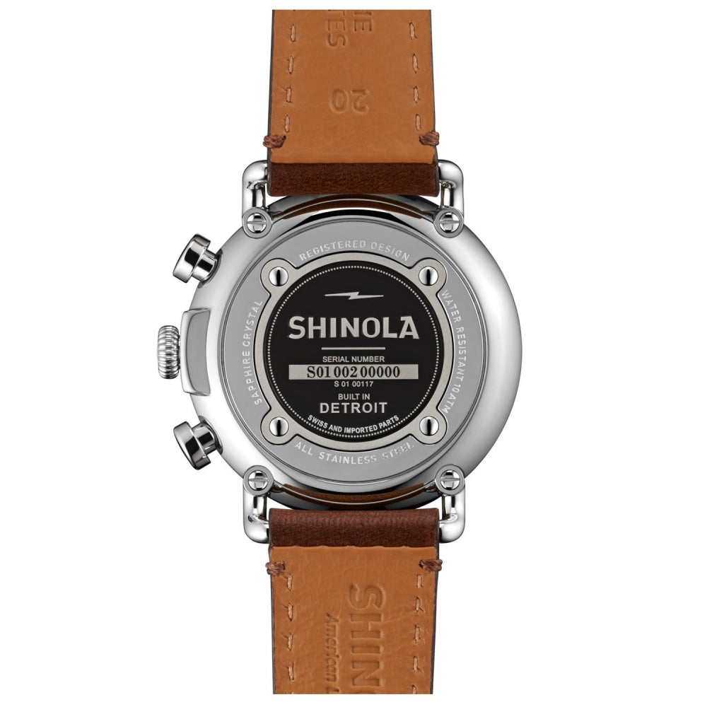 The Runwell Chrono Blue Dial Teak Leather Strap Watch, 41mm - S0110000117