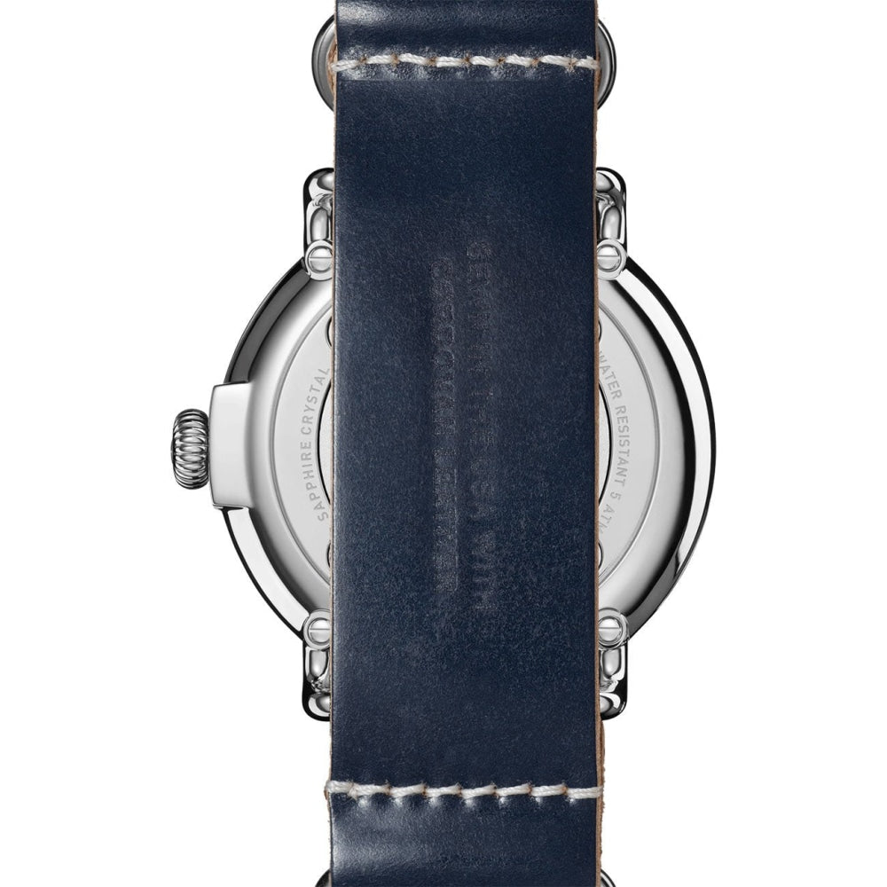 The Runwell White Dial Navy Leather Watch, 47mm - S0120242433