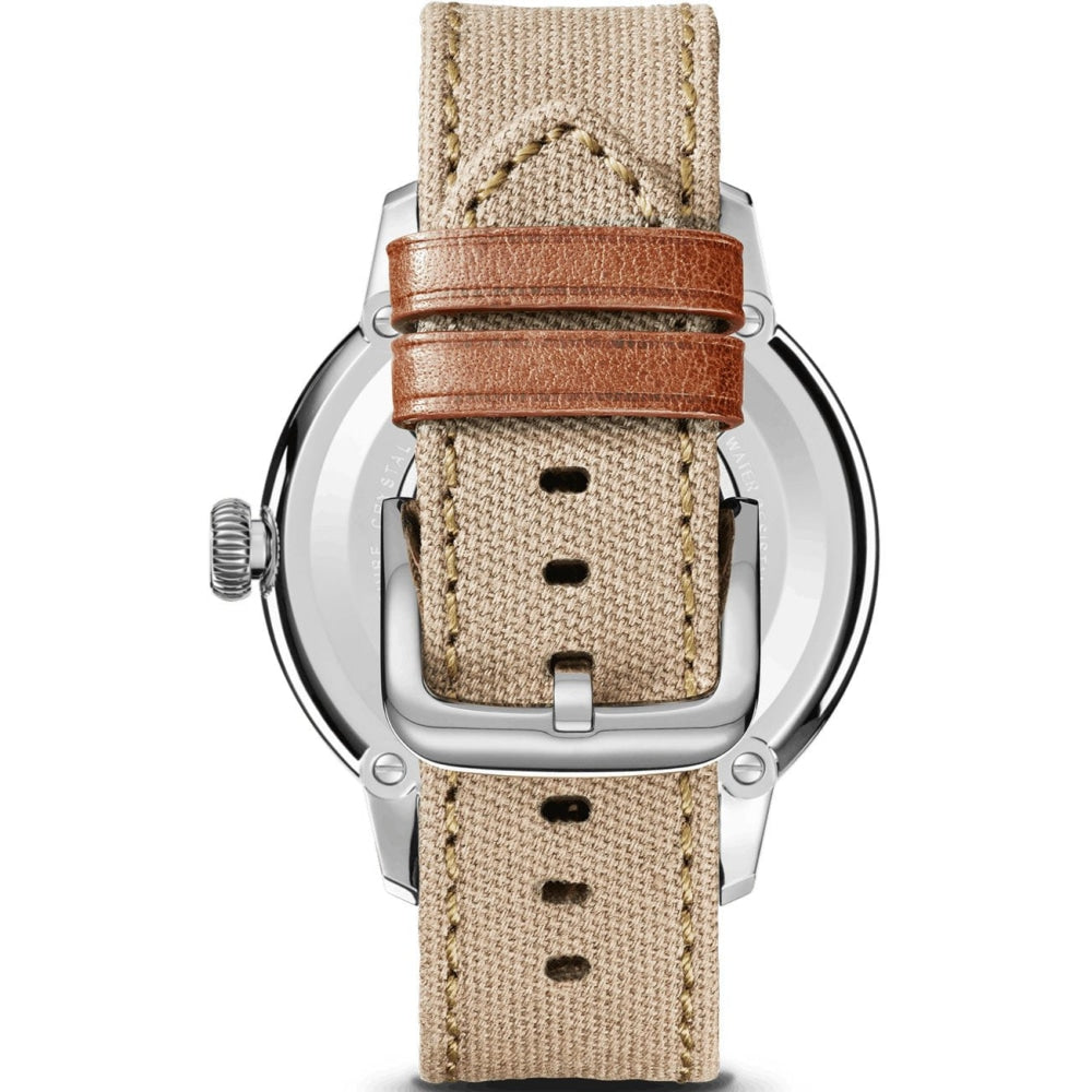 The Traveler Subsecond Alabaster Textured Dial Dune Canvas Strap Watch, 42mm - S0120247331