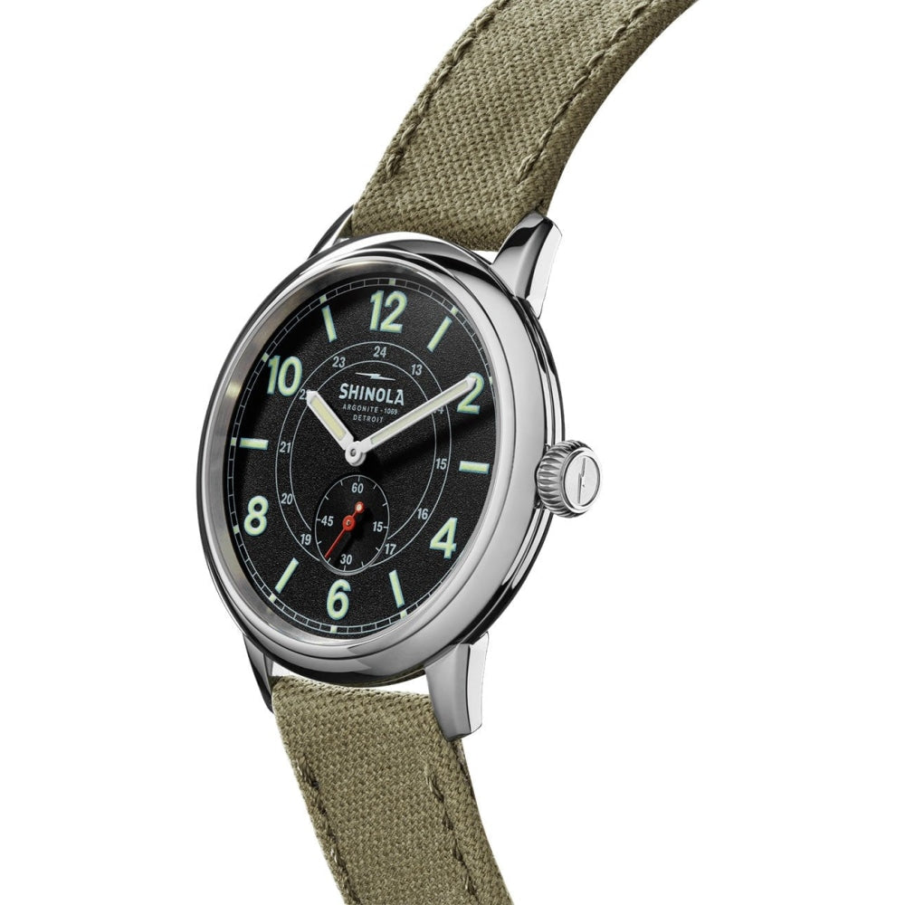 The Traveler Subsecond Black Dial Fatigue Canvas Strap Watch, 42mm - S0120247330