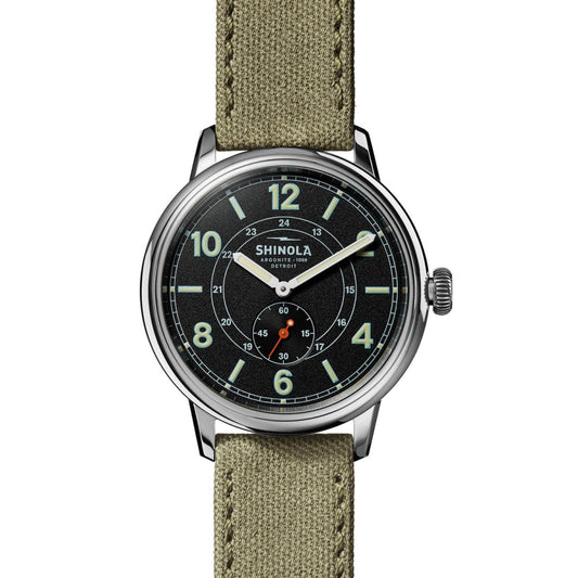 The Traveler Subsecond Black Dial Fatigue Canvas Strap Watch, 42mm - S0120247330