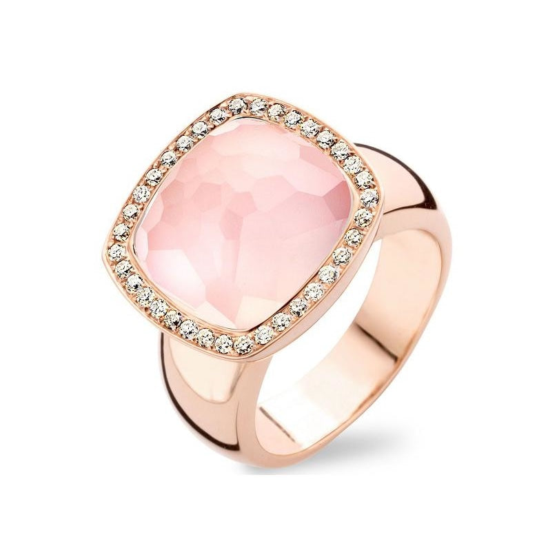 Tirisi Jewelry 18K Rose Gold Diamond and Pink Quartz Ring