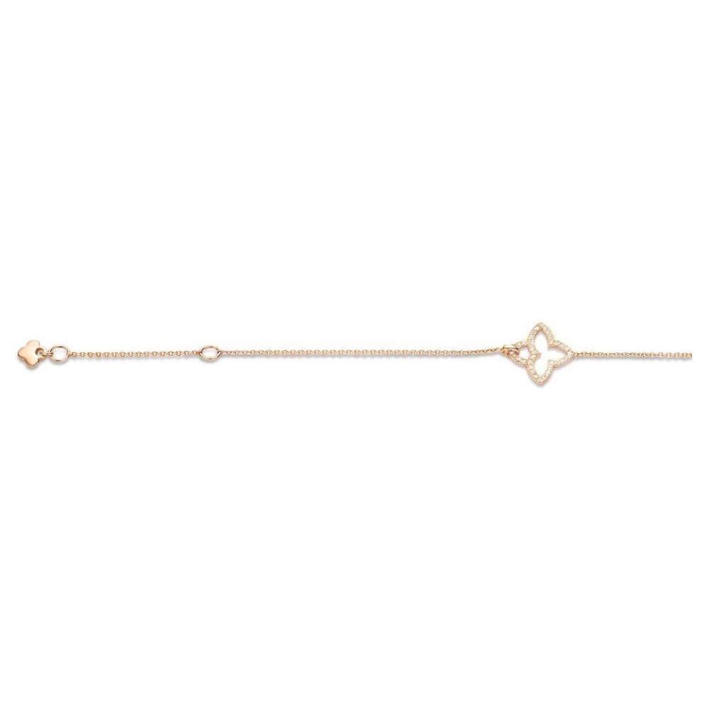 18K Rose Gold Diamond Clover Charm Bracelet