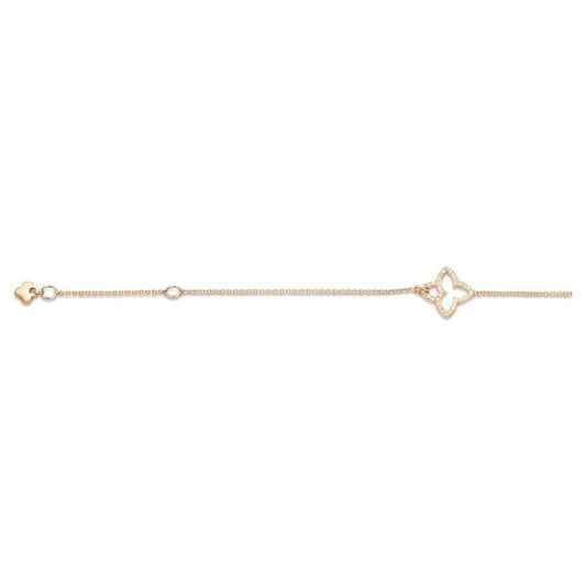 18K Rose Gold Diamond Clover Charm Bracelet