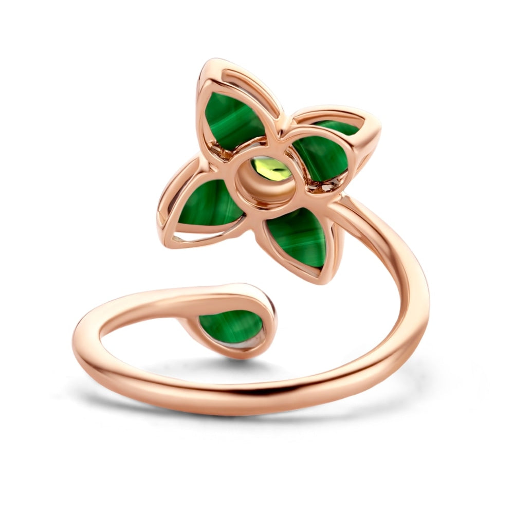 Tirisi 18K Rose Gold Malachite, Peridot and Diamond Ring