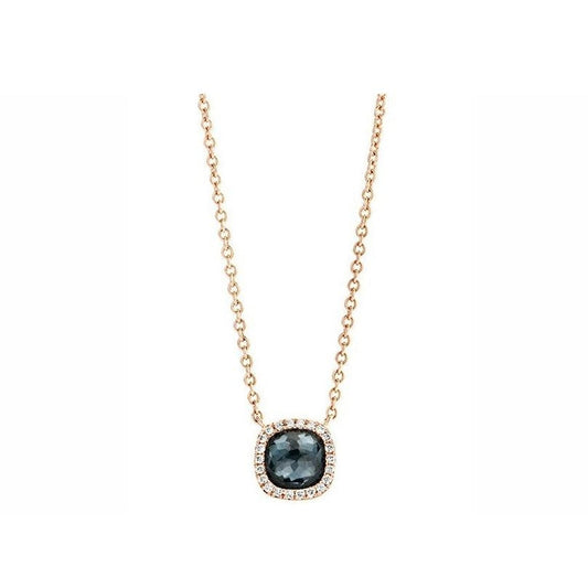 18K White Gold Hemitite and Diamond Pendant Necklace