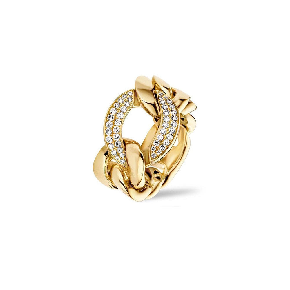 Tirisi Amsterdam Grumetta 18K Yellow Gold Diamond Chain Ring