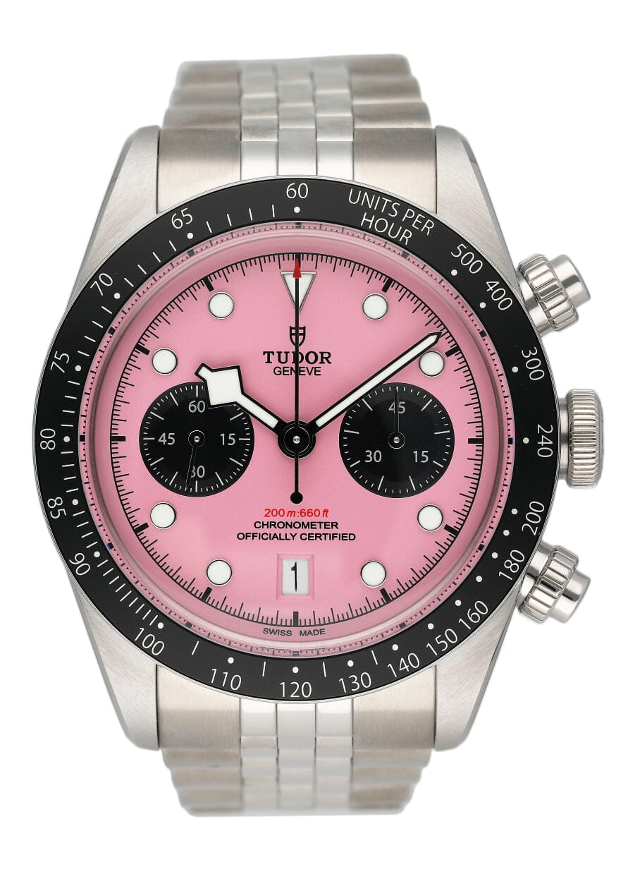 Tudor Black Bay Chrono 79360N Pink Dial Mens Watch Box Papers