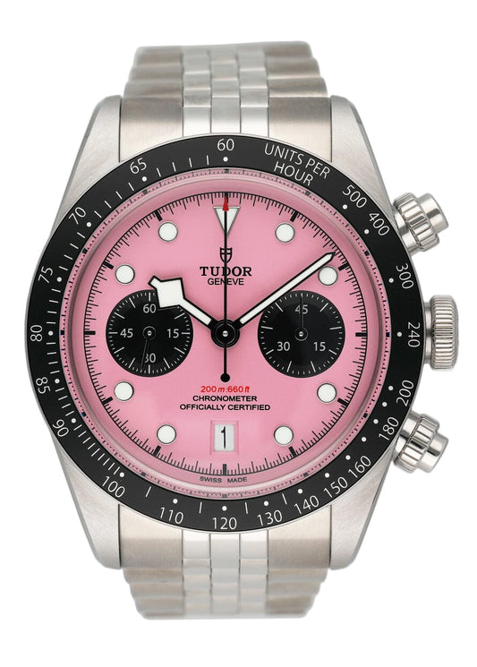 Tudor Black Bay Chrono 79360N Pink Dial Mens Watch Box Papers