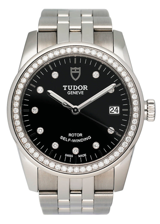 Tudor Glamour Date 55200 Diamond Dial Watch Box Papers