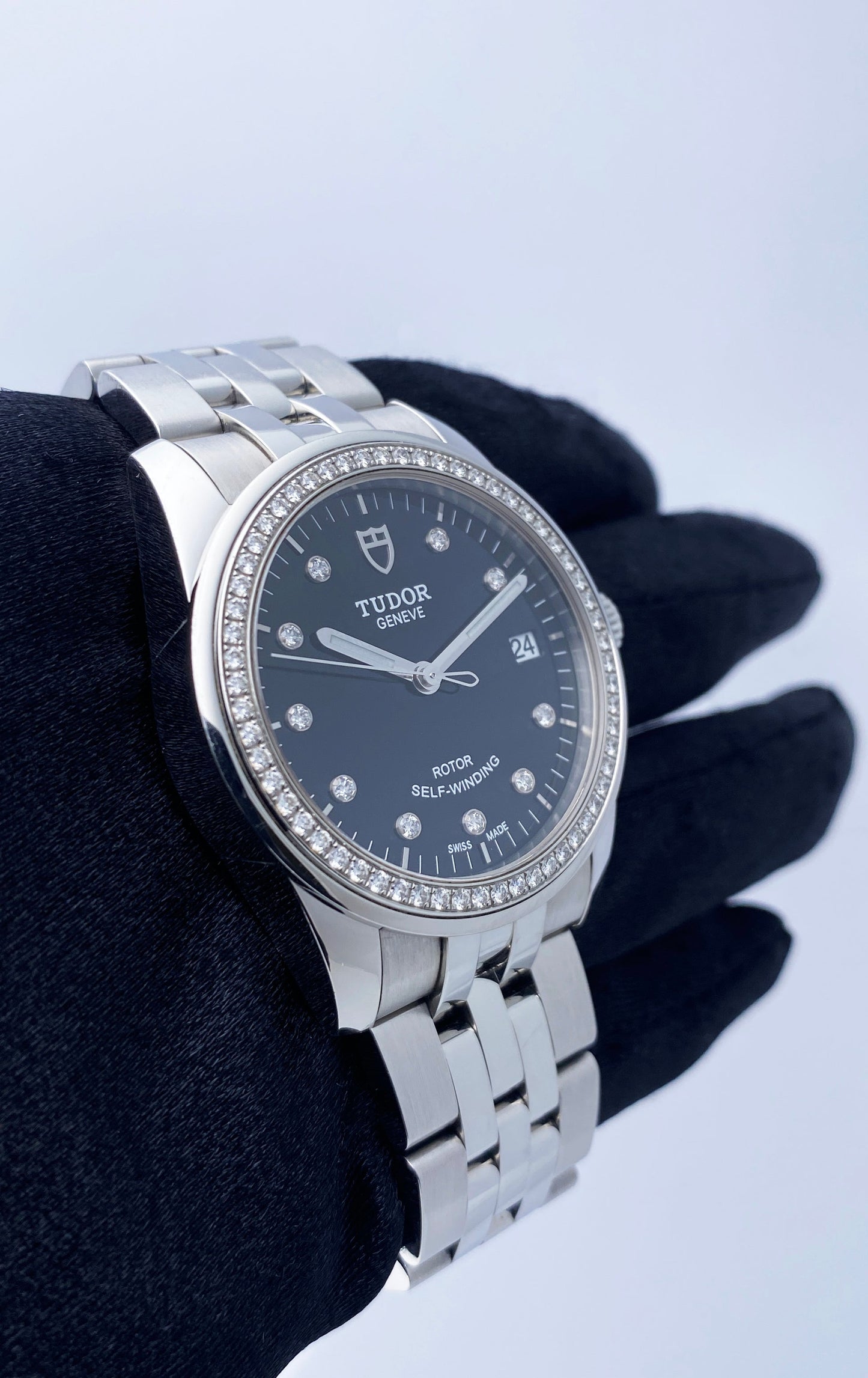 Tudor Glamour Date 55200 Diamond Dial Watch Box Papers