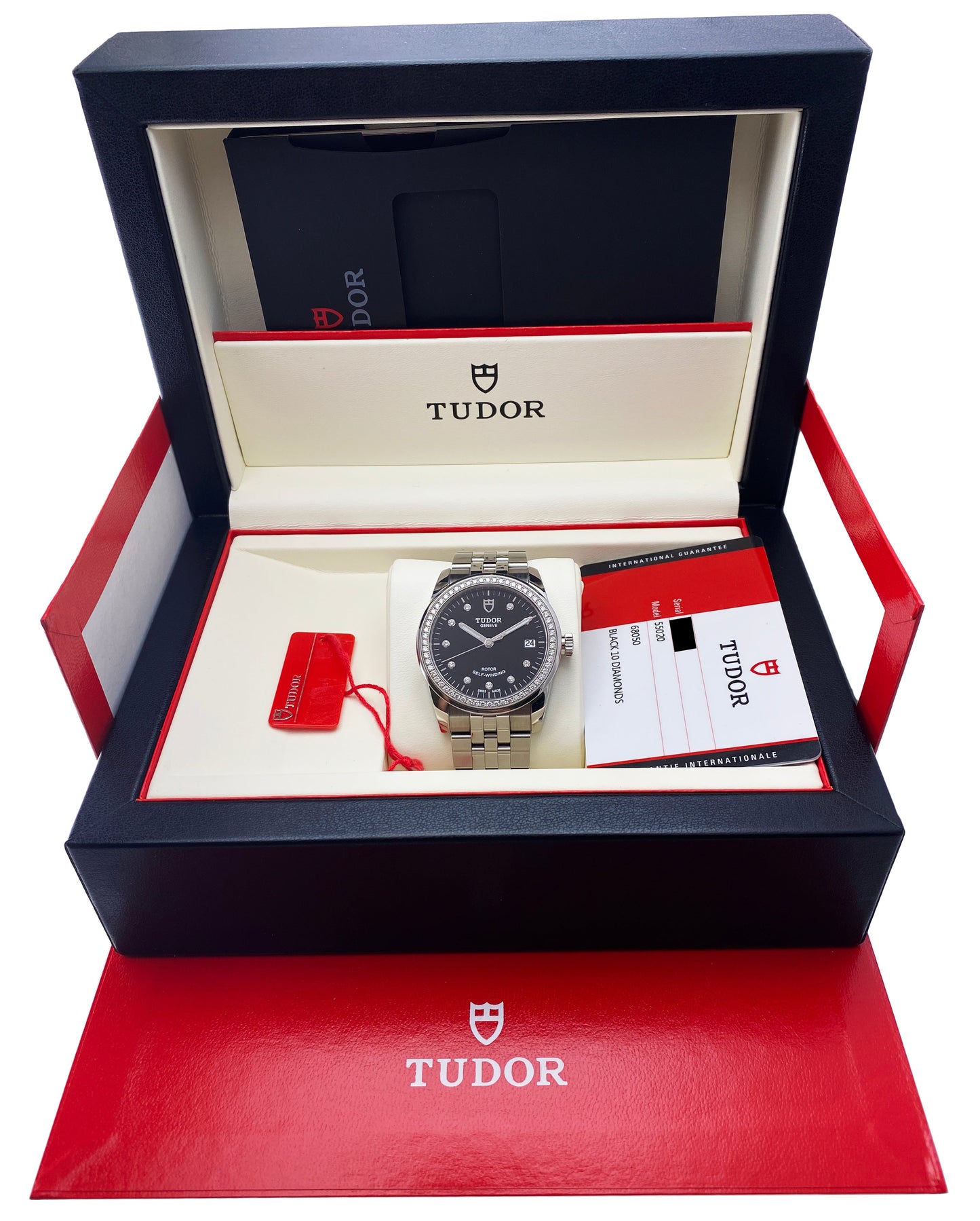 Tudor Glamour Date 55200 Diamond Dial Watch Box Papers