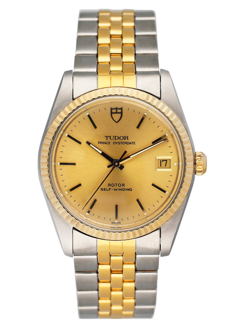 Tudor Prince OysterDate 74033 Champagne Dial Two Tone Mens Watch