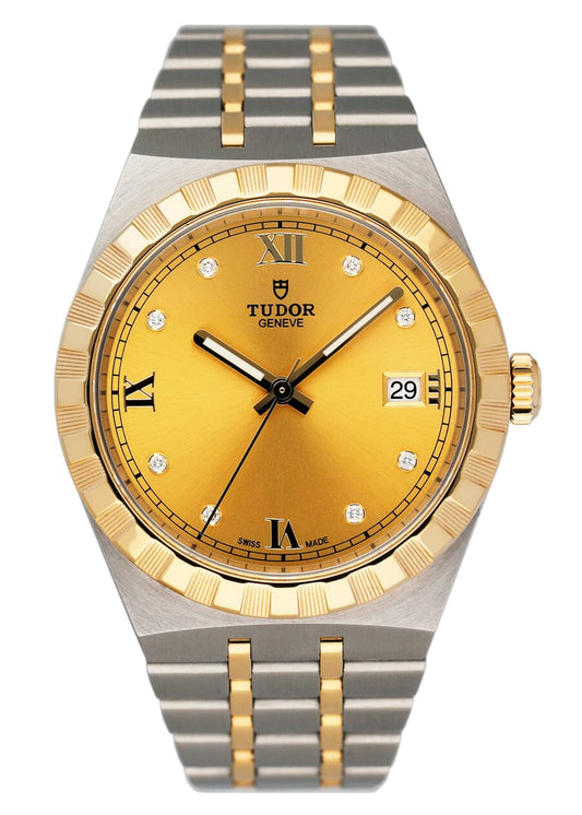 Tudor Royal 28503 Diamond Champagne Dial Mens Watch Box Papers