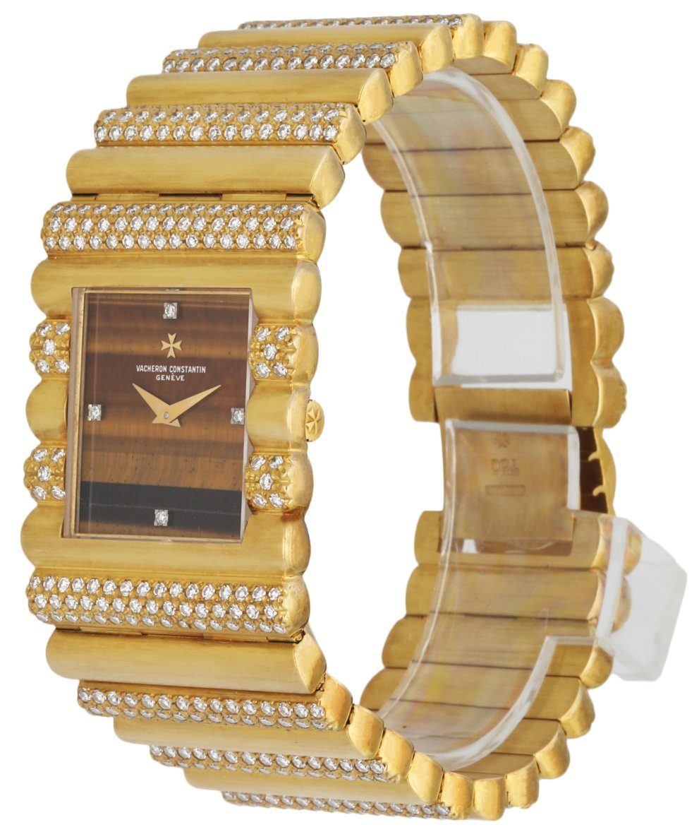 Vacheron Constantin 18K Yellow Gold Tiger's Eye Diamond Dial Ladies Watch