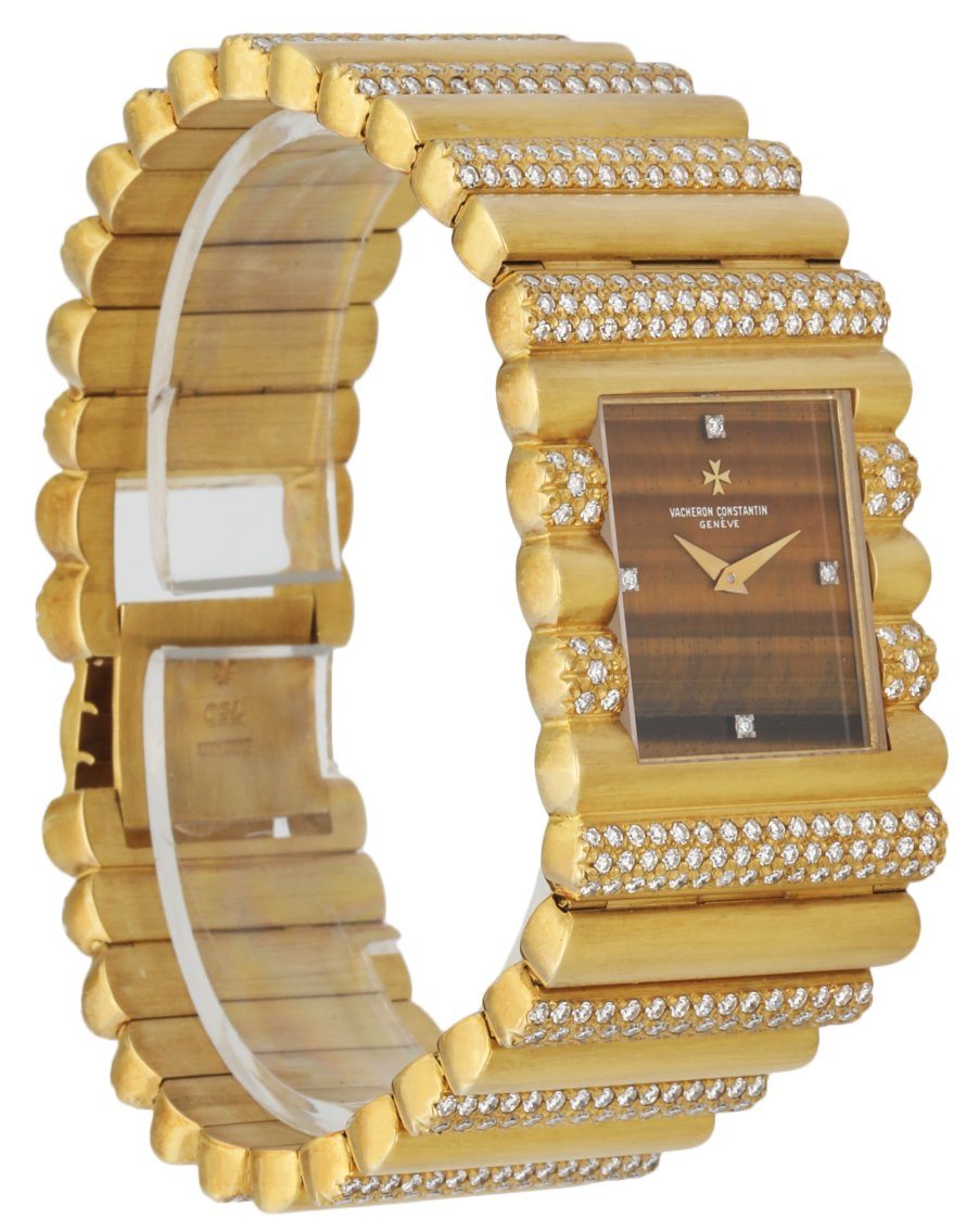 Vacheron Constantin 18K Yellow Gold Tiger's Eye Diamond Dial Ladies Watch