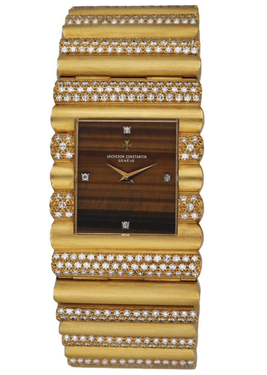 Vacheron Constantin 18K Yellow Gold Tiger's Eye Diamond Dial Ladies Watch