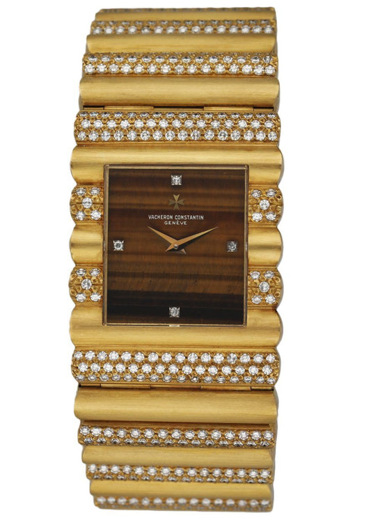 Vacheron Constantin 18K Yellow Gold Tiger's Eye Diamond Dial Ladies Watch