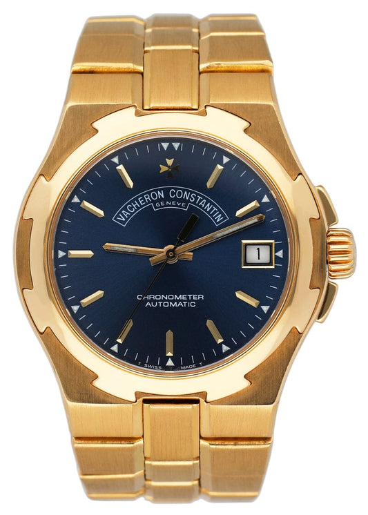 Vacheron Constantin Overseas 42040 Blue Dial Yellow Gold Mens Watch