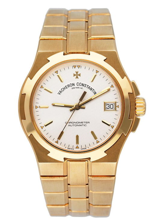 Vacheron Constantin Overseas 42040 Silver Dial Yellow Gold Mens Watch