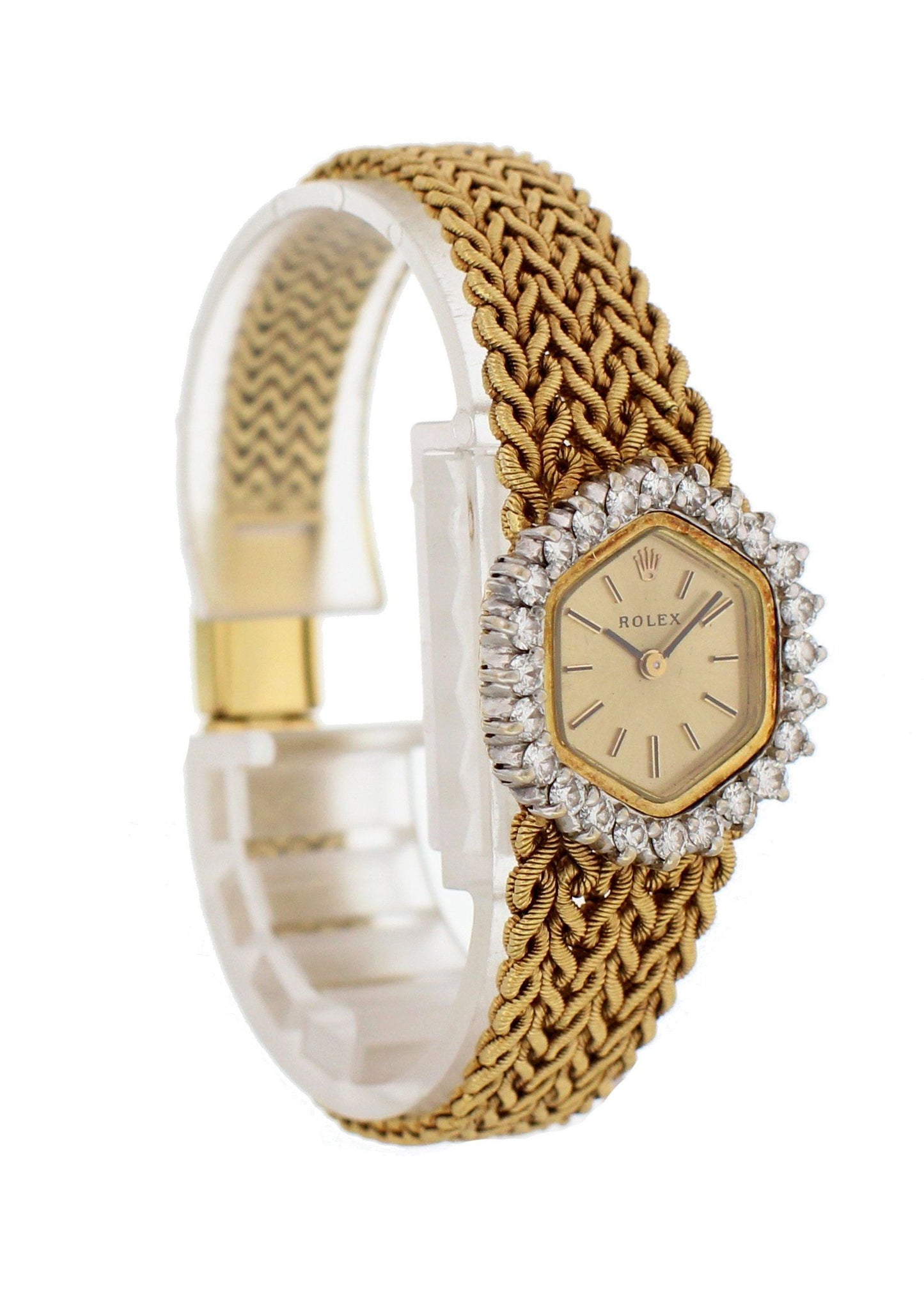 Vintage Rolex 18k Yellow Gold Diamond Bezel Watch