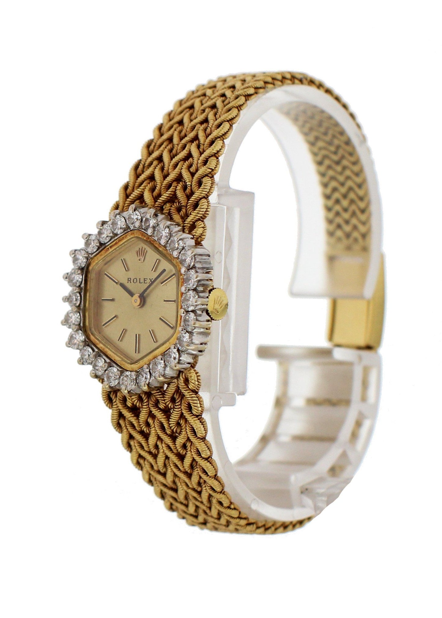 Vintage Rolex 18k Yellow Gold Diamond Bezel Watch